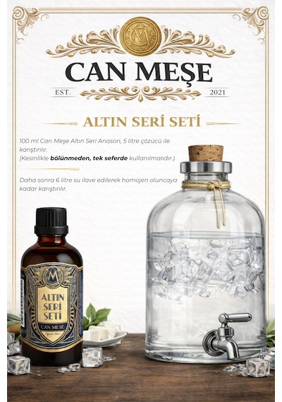 Can Meşe Tekirdağ Altın Seri Rakı Kiti Hazır Altın Seri Kiti 100 ML - 5 L için Uyumlu