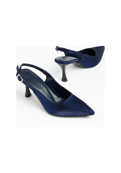 Suins Hope Model Kadın Stiletto Parlak Saten Ayakkabı Mavi