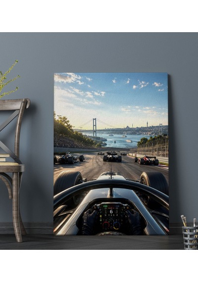 Bk Gift Formula Yarışı Ve Yarış Arabası Temalı Modern Kanvas Duvar Tablosu-1 50x70 Cm