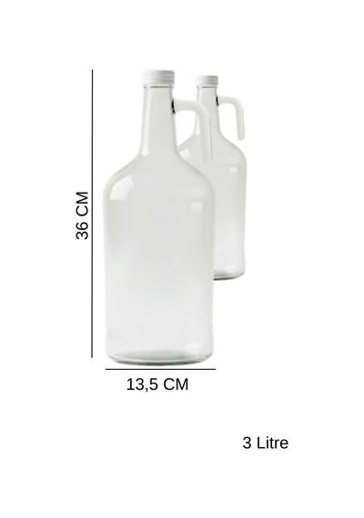 2'li Cam Çamaşır Yumuşatıcı & Sıvı Deterjan Şişesi - 3 Litre Galon Banyo Organizeri Şeffaf