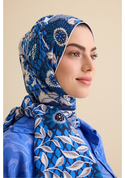 İmannooor Çit İndigo Floş Viskon Şal 70x210 indigo