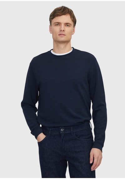 Ramsey Lacivert Bisiklet Yaka Düz Sweatshirt