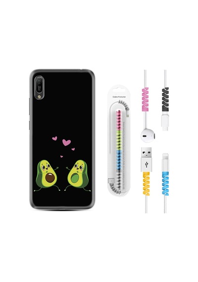 Huawei Y6 2019 Kılıf Kablo Koruyuculu Aşık Avokadolar 1642