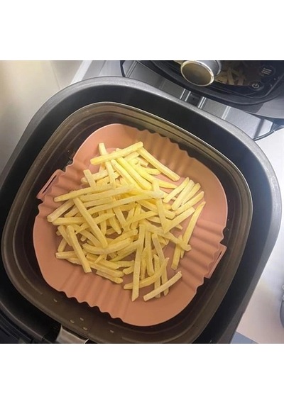 Buffer Renkli Isıya Dayanıklı Yıkanılabilir Silikon Fırın Airfryer Kare Model Pişirme Matı 20 Cm