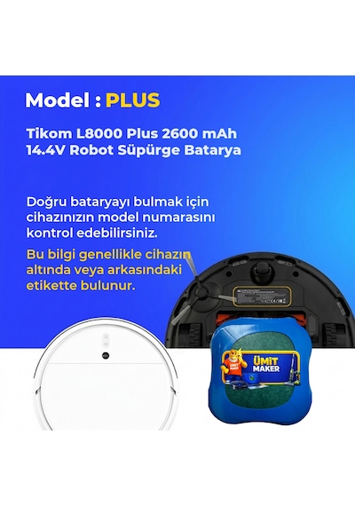 Tikom L8000 Plus 2600 Mah 14.4v Robot Süpürge Batarya