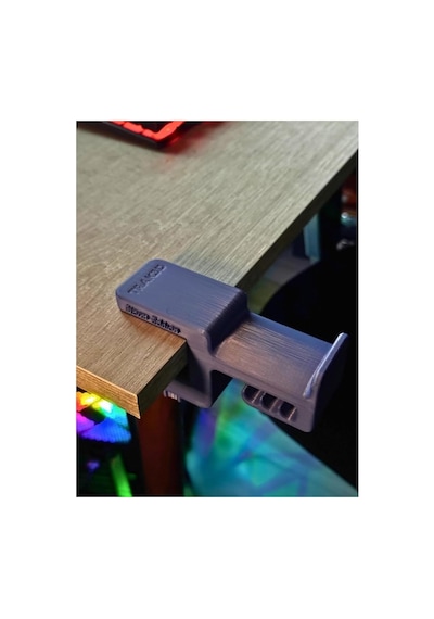 Gümüş Mavi Premium Asılabilir Kulaklık Standı-sağlam Kaydırmaz Keçeli, Ergonomik Storm Edition