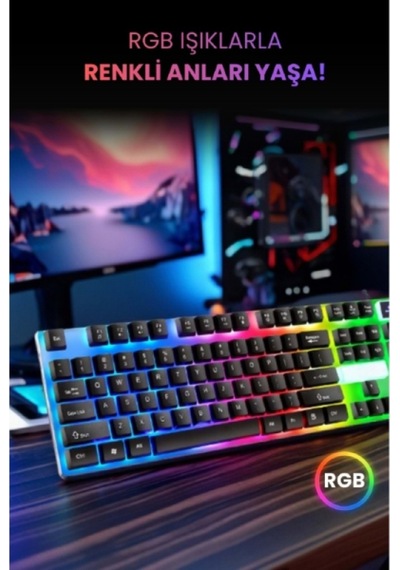 Kablolu Işıklı Gaming Standart Türkçe Q Klavye Ve Mouse Seti