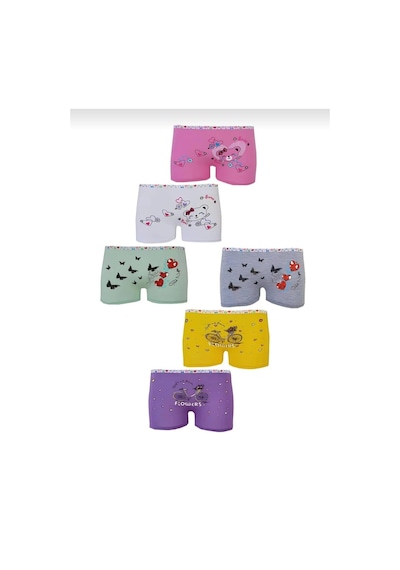 Tutku 0181 Kız Çocuk Desenli Boxer 6 Adet 001