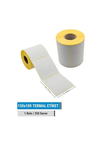 Termal Etiket 1 Adet Rulo 150x100 Mm Barkod Etiket 250 Sarım 1