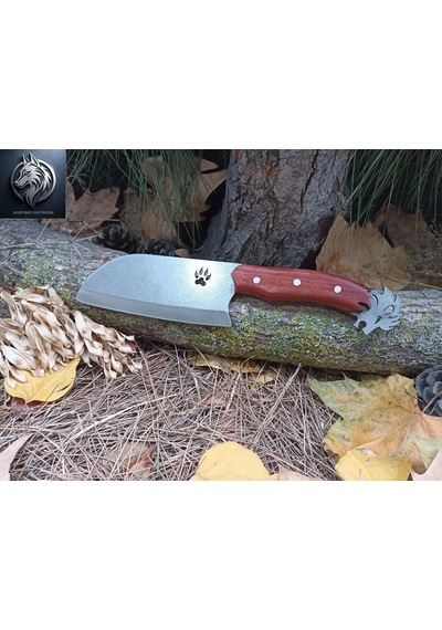 Almazan Model Orta Boy Avcı 31cm Aslan Kafalı Kamp Bıçağı Çok Renkli