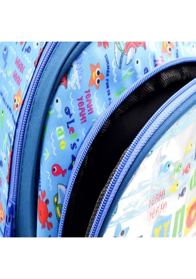 Muggle 2 Bölmeli Cute Shark Mavi Okul Sırt Çantası Mu-0044