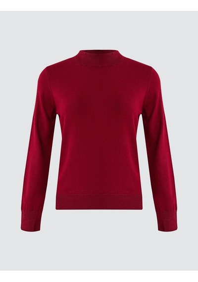 Jimmy Key Bordo Balıkçı Yaka Uzun Kollu Düğme Detaylı Triko Kazak 5ww134588562