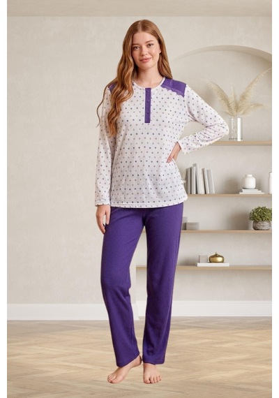 Mecit Pijama Mecit 6355 Mor Büyük Beden Kadın Pijama Takımı