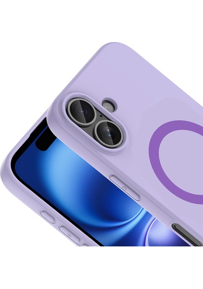 İphone 16 Kılıf M-safe Şarj Özellikli Nvth Aris Silikon Kapak - Lila Çok Renkli
