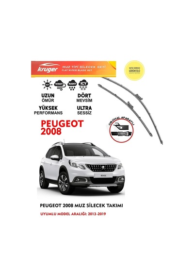 Peugeot 2008 Ön Cam Muz Silecek Silgi Silgeç Seti 1.4 1.6 2.0 Araca Özel Aparat 2013 - 2019