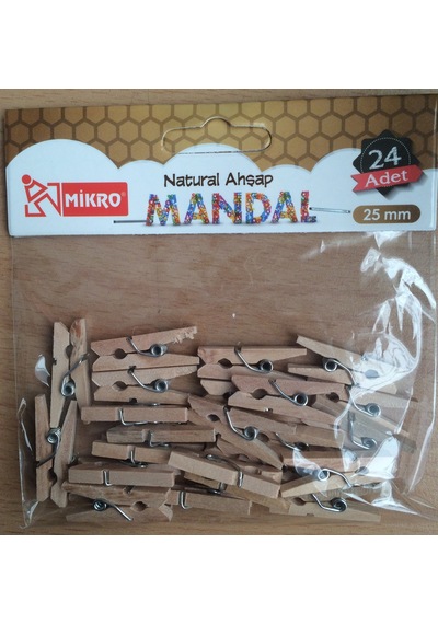 24 Adet Ahşap Mini Mandal Fotoğraf Mandalı