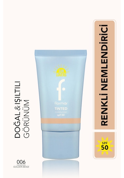 Flormar Sun Lovers Nemlendirici Etkili & Doğal Bitişli Renkli Güneş Koruyucu SPF50 006 Golden Beige