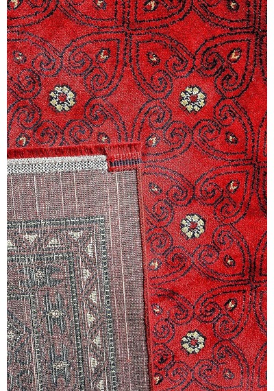 Afgan Halısı Bilicik Etnik Khall Otantik Desen Viskon Kırmızı Halı Bc02 Bordo