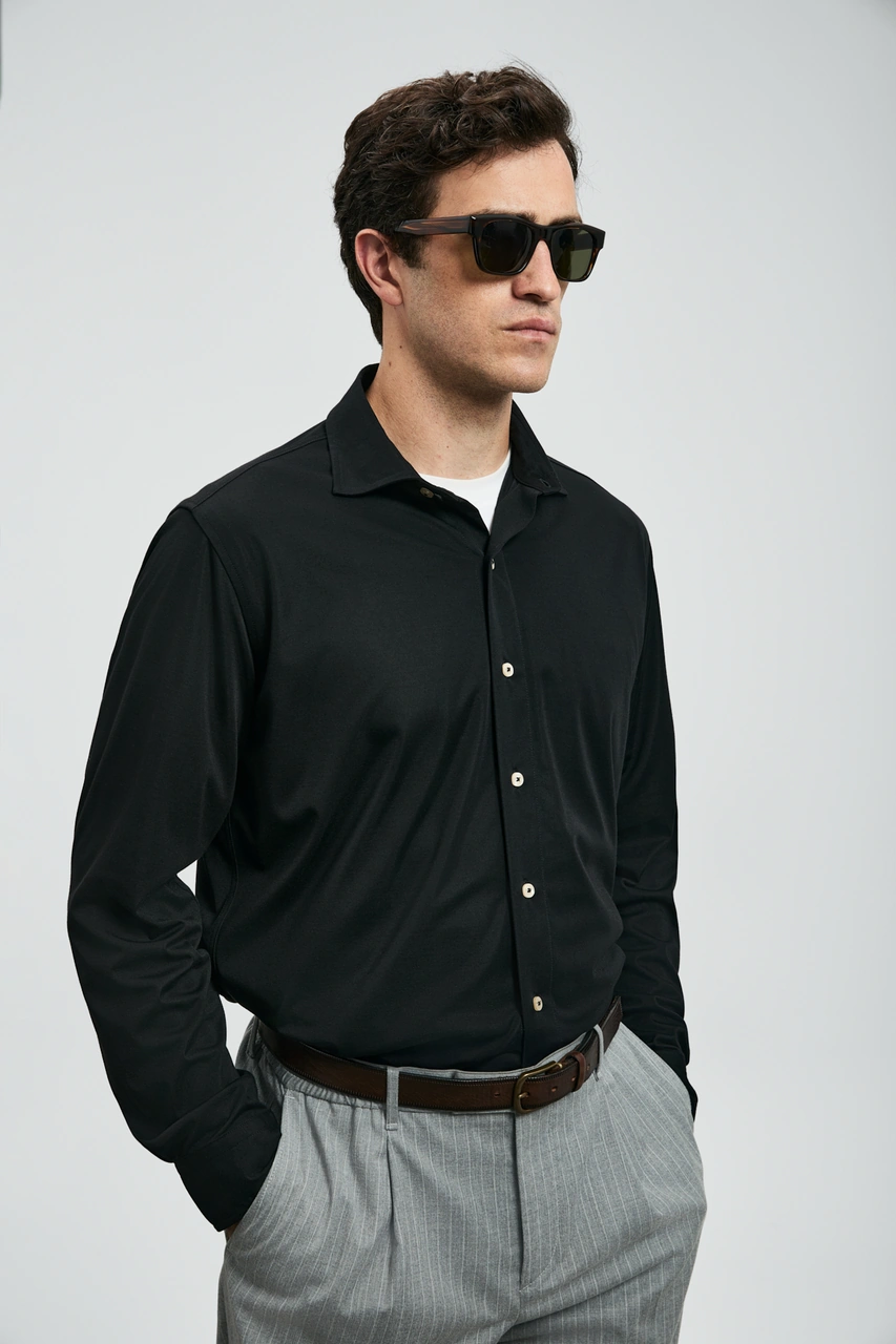 Lufian Carl Erkek Basic Gömlek Regular Fit Siyah Siyah 112010668100100 Siyah