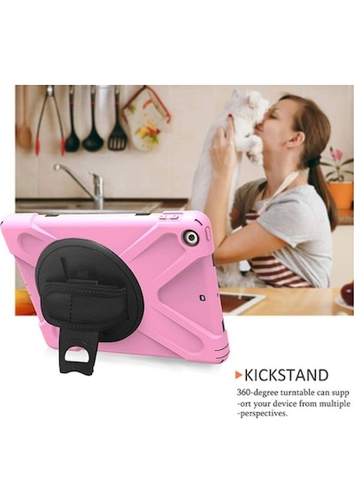 Apple Uyumlu iPad  Pro 10.5, 3 Katmanlı Standlı Zırh Kılıf-Shockproof Case (323622378)
