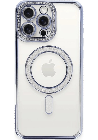 Newface - 559 - Apple iPhone Uyumlu 16 Pro Kılıf Joke Simli Magneticsafe Kılıf - Ece-umay - - Mavi