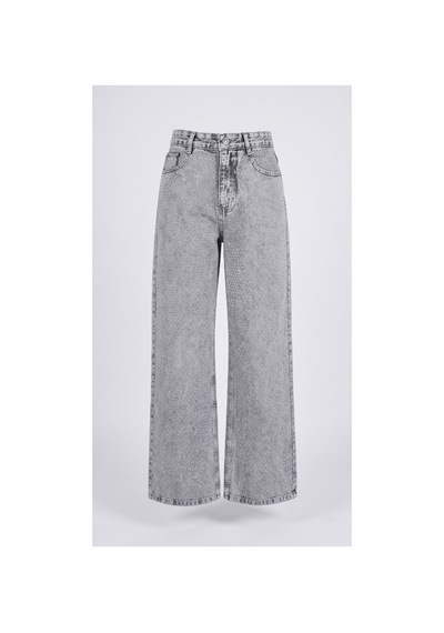 Kene Jeans Ön Taşlı Gri Kar Denim Wide Leg/bol Paça Pantolon Gri Kar