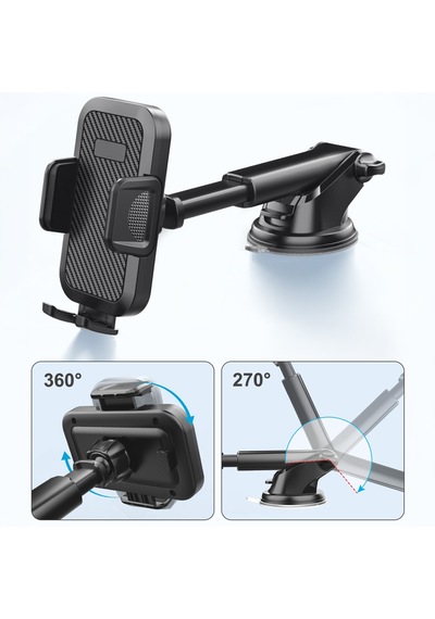 Araç İçi Telefon Tutucu Vantuzlu Teleskopik Kollu 360 Döner Cam Ve Torpido Uyumlu Telefon Standı 26668199