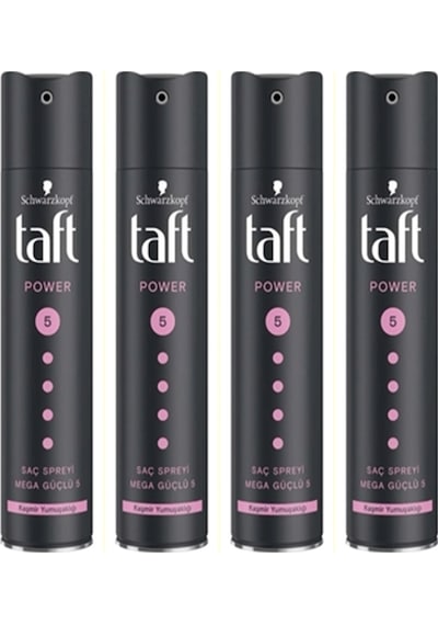 Taft Power Kaşmir Mega Güçlü Saç Spreyi 4 x 250 ML