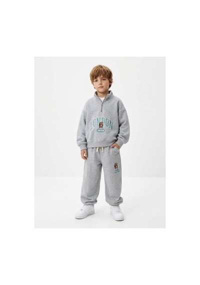 Kidsroom Sloganlı Cocuk Takım Gri Gri