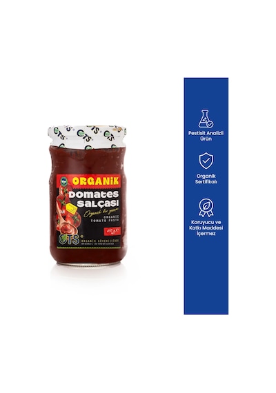 Ots Organik Domates Salçası 650 gr (Organik Sertifikalı, Pestisit Analizli)