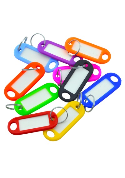 Plastik İsim Yazılabilen Karışık Renk 10 Adet Anahtarlık 5.5x2cm