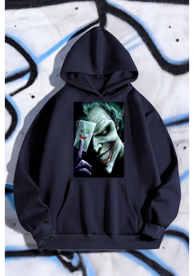 Uyguntarz Poster Baskılı Unisex Oversize Sweatshirt Lacivert