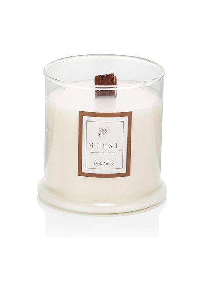 Ahşap Fitilli Dark Amber Kokulu Vegan Mum Genel