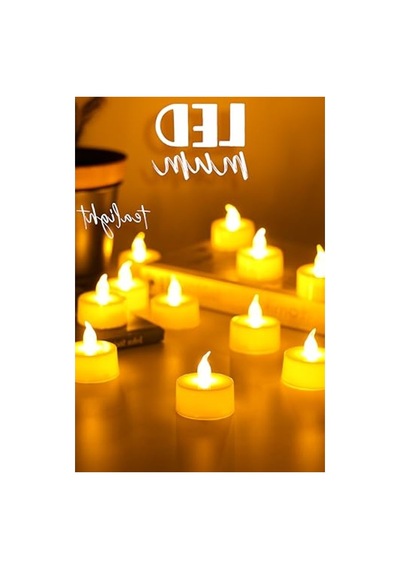 12 Adet Mini Dumansız Pilli Dekoratif Led Mum, Beyaz 10c