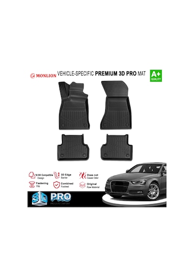 Paspasları, Audi A4 2011-2016 3d Lazer Ölçülü Kokusuz Kaymaz Önvearka