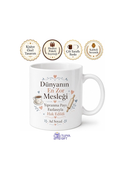 Ev Hanımı Arkadaşa Dünyanın En Zor Mesleği Yıpranma Payı Kupa Bardak Hediye Beyaz / Çok Renkli