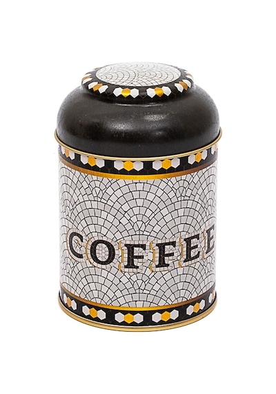 Mosaic Coffee Desenli Yuvarlak Metal Kutu, 9 X 11 Cm, 0.6 Lt