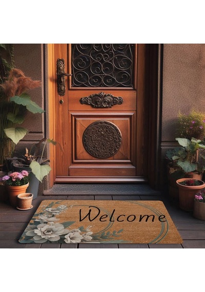 Valerine Life Beyaz Su Zambağı Welcome Kapı Önü Paspası 45x70cm