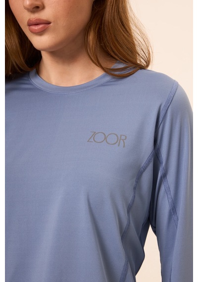 Zoor Kadın Uzun Kol Compression Fitness Gym Spor Body Tshirt Mavi