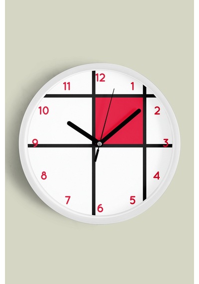 Geometrik Tasarım Modern Duvar Saati - 25cm - Önü Camlı Beyaz Kasa - Sessiz Mekanizma-jh0416 Beyaz