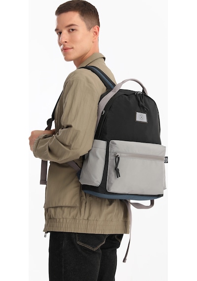 Büyük Boy Laptop Bölmeli Su Geçirmez Kumaş Renkli Çanta Siyah/yeşil