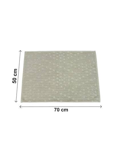 Tuğla Desenli 2li Ayak Havlusu - 50x70 Cm - Su Emici Banyo Paspası Seti - Yeşil Yeşil