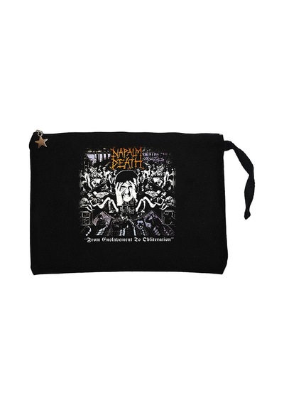 Napalm Death From Enslav Siyah Clutch Astarlı Cüzdan / El Çantası Siyah
