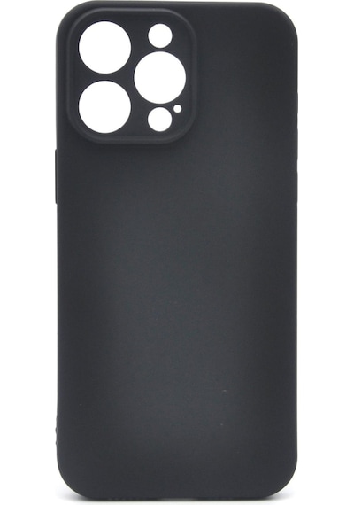Apple Uyumlu iPhone 14 Pro Max Düz Renk Esnek Yumuşak Silikon Kılıf Rubber Siyah