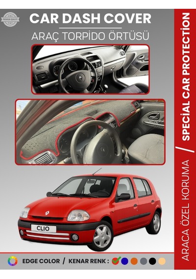 Renault Clıo 2 Ekranlı + Çukurlu 2001-2012 Torpido Örtüsü Ön Göğüs Koruma Torpido Koruma - 854 Stiloto