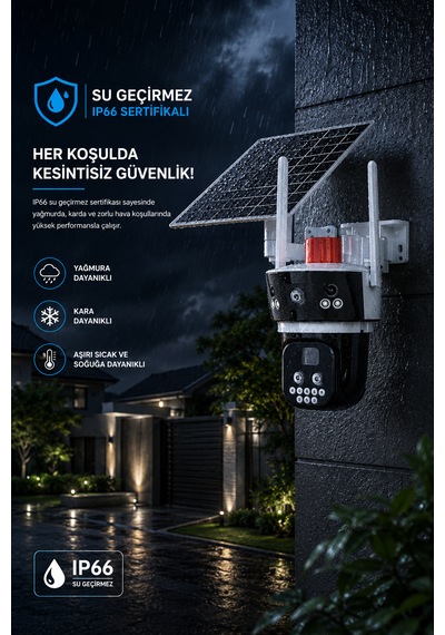 Sim Kartlı 2 Kameralı Elektriğin Olmadığı Yerde Kullanılan 10x Zoom Güvenlik Kamerası