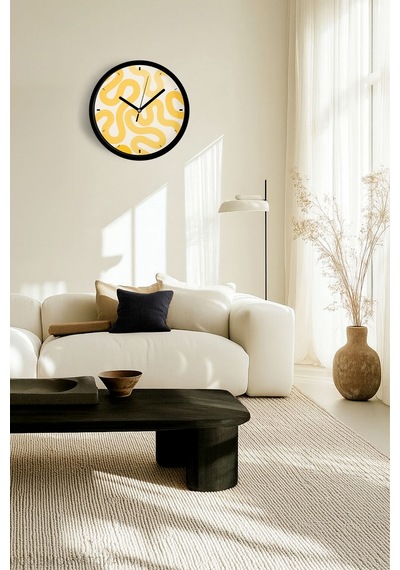 Modern Duvar Saati - 25cm - Önü Camlı Siyah Kasa - Sessiz Mekanizma-jh0705 Siyah