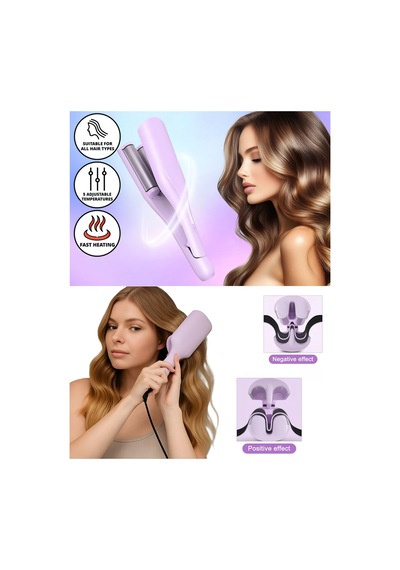 Curlylife Tb 2053 Led Göstergeli Seramik Su Dalgası Wag Saç Maşası Mor - 828915191