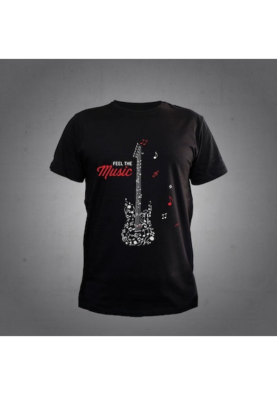 Herşey Nota Gitar Nota Müzik Siyah Tshirt 001