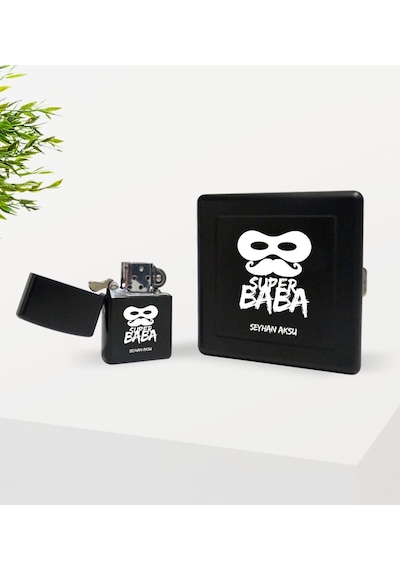 Kişiye Özel Baba Tasarımlı Siyah Metal Sigara Tabakası ve B